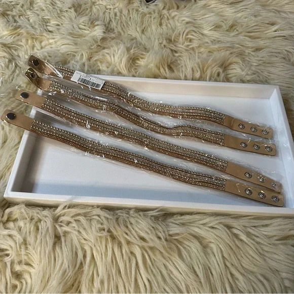 Rhinestone suede wrap bracelet bundle set of 4 - Picture 4 of 7